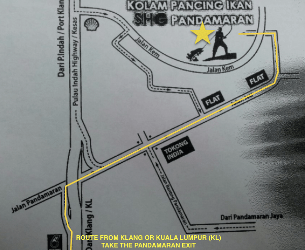 Directions we took marked in Yellow. Star marks the pond. Map taken from FB page of SHG Pond.