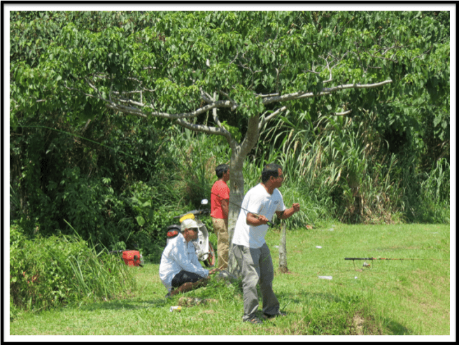 Naweshad takes shelter as Bard starts casting the fly.