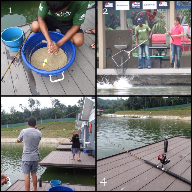 1. Our Ghillie, Feroz, prepares our bait - 2. Fishing action all around us - 3. Showing us how it's done -4. Anxiously waiting for the bottle to topple