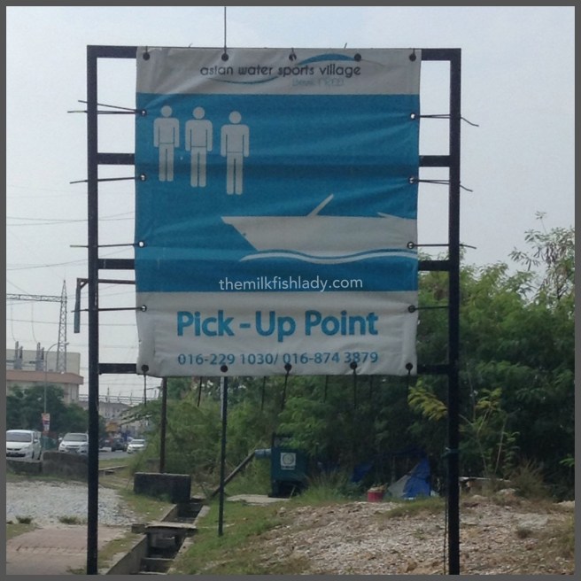 The unmissable sign at the man-made dock